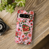 Strawberry Collage Phone Case - Pink Trendy Aesthetic Protective Phone Cover for iPhone, Samsung, Pixel