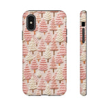 Pink Christmas Trees 3D Embroidery Phone Case for iPhone, Samsung, Pixel iPhone XS / Glossy