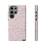 Pink Floral Bow Phone Case - Preppy Bows Protective Phone Cover for iPhone, Samsung, Pixel