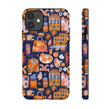 Citrus Coast Collage Phone Case - Blue Orange Trendy Coastal Art Protective Phone Cover for iPhone, Samsung, Pixel