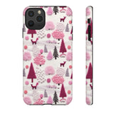 Pink Winter Woodland Aesthetic Embroidery Phone Case for iPhone, Samsung, Pixel iPhone 11 Pro Max / Glossy
