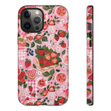 Strawberry Collage Phone Case - Pink Trendy Aesthetic Protective Phone Cover for iPhone, Samsung, Pixel