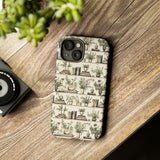 Bookshelf Phone Case - Neutral Beige Books and Plants Protective Cover for iPhone, Samsung, Pixel