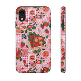 Strawberry Collage Phone Case - Pink Trendy Aesthetic Protective Phone Cover for iPhone, Samsung, Pixel