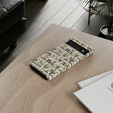 Bookshelf Phone Case - Neutral Beige Books and Plants Protective Cover for iPhone, Samsung, Pixel