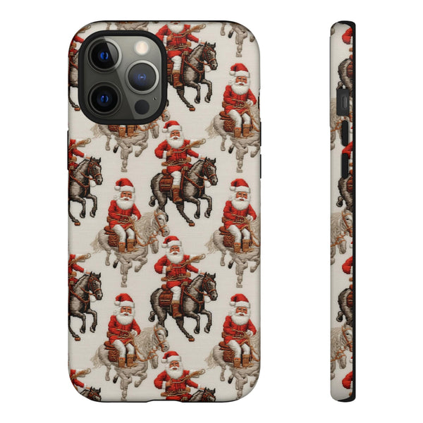 Cowboy Santa Embroidery Phone Case for iPhone, Samsung, Pixel