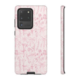 Pink Floral Bow Phone Case - Preppy Bows Protective Phone Cover for iPhone, Samsung, Pixel