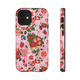 Strawberry Collage Phone Case - Pink Trendy Aesthetic Protective Phone Cover for iPhone, Samsung, Pixel