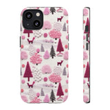 Pink Winter Woodland Aesthetic Embroidery Phone Case for iPhone, Samsung, Pixel iPhone 13 / Matte