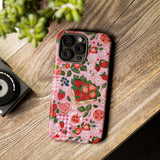 Strawberry Collage Phone Case - Pink Trendy Aesthetic Protective Phone Cover for iPhone, Samsung, Pixel