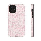 Pink Floral Bow Phone Case - Preppy Bows Protective Phone Cover for iPhone, Samsung, Pixel