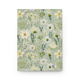 Pretty Green Meadow Wildflower Journal - Hardcover Blank Lined Notebook