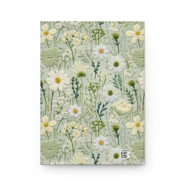 Pretty Green Meadow Wildflower Journal - Hardcover Blank Lined Notebook