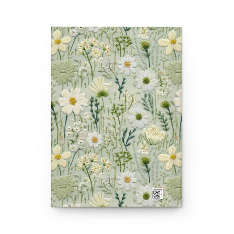 Pretty Green Meadow Wildflower Journal - Hardcover Blank Lined Notebook