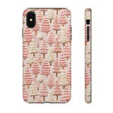Pink Christmas Trees 3D Embroidery Phone Case for iPhone, Samsung, Pixel iPhone XS MAX / Glossy