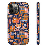 Citrus Coast Collage Phone Case - Blue Orange Trendy Coastal Art Protective Phone Cover for iPhone, Samsung, Pixel