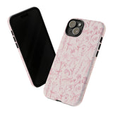 Pink Floral Bow Phone Case - Preppy Bows Protective Phone Cover for iPhone, Samsung, Pixel