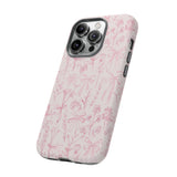 Pink Floral Bow Phone Case - Preppy Bows Protective Phone Cover for iPhone, Samsung, Pixel