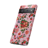 Strawberry Collage Phone Case - Pink Trendy Aesthetic Protective Phone Cover for iPhone, Samsung, Pixel