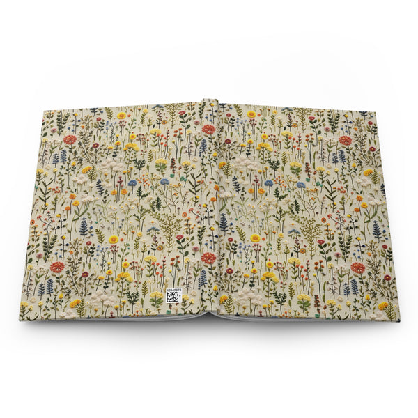 Delicate Wildflowers Journal - Hardcover Blank Lined Flowers Notebook