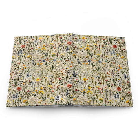 Delicate Wildflowers Journal - Hardcover Blank Lined Flowers Notebook