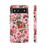 Strawberry Collage Phone Case - Pink Trendy Aesthetic Protective Phone Cover for iPhone, Samsung, Pixel