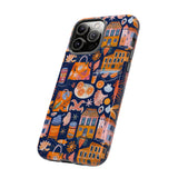 Citrus Coast Collage Phone Case - Blue Orange Trendy Coastal Art Protective Phone Cover for iPhone, Samsung, Pixel