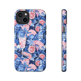 Beachy Blue Collage Phone Case - Trendy Navy Blue and Pink Aesthetic Protective Phone Cover for iPhone, Samsung, Pixel