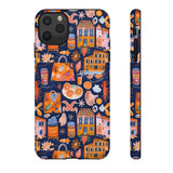 Citrus Coast Collage Phone Case - Blue Orange Trendy Coastal Art Protective Phone Cover for iPhone, Samsung, Pixel