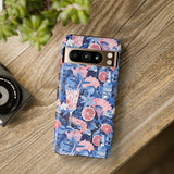 Beachy Blue Collage Phone Case - Trendy Navy Blue and Pink Aesthetic Protective Phone Cover for iPhone, Samsung, Pixel