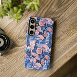 Beachy Blue Collage Phone Case - Trendy Navy Blue and Pink Aesthetic Protective Phone Cover for iPhone, Samsung, Pixel