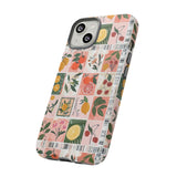 Fruit Stamps Collage Phone Case - Trendy Stickers Aesthetic Protective Phone Cover for iPhone, Samsung, Pixel