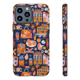 Citrus Coast Collage Phone Case - Blue Orange Trendy Coastal Art Protective Phone Cover for iPhone, Samsung, Pixel