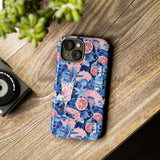 Beachy Blue Collage Phone Case - Trendy Navy Blue and Pink Aesthetic Protective Phone Cover for iPhone, Samsung, Pixel