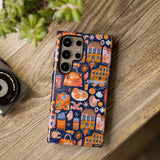 Citrus Coast Collage Phone Case - Blue Orange Trendy Coastal Art Protective Phone Cover for iPhone, Samsung, Pixel