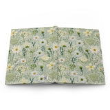 Pretty Green Meadow Wildflower Journal - Hardcover Blank Lined Notebook