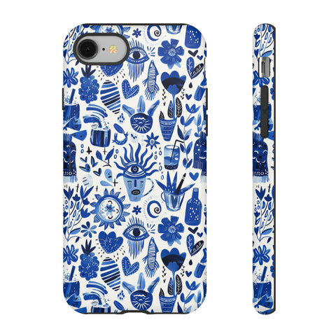 Blue State of Life Phone Case - Trendy Navy Blue Collage Protective Phone Cover for iPhone, Samsung, Pixel