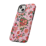 Strawberry Collage Phone Case - Pink Trendy Aesthetic Protective Phone Cover for iPhone, Samsung, Pixel