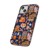 Citrus Coast Collage Phone Case - Blue Orange Trendy Coastal Art Protective Phone Cover for iPhone, Samsung, Pixel