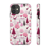 Pink Winter Woodland Aesthetic Embroidery Phone Case for iPhone, Samsung, Pixel iPhone 11 / Matte
