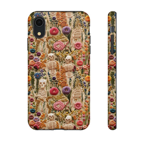 Skeletons in Bloom Garden 3D Aesthetic Phone Case for iPhone, Samsung, Pixel