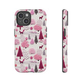 Pink Winter Woodland Aesthetic Embroidery Phone Case for iPhone, Samsung, Pixel iPhone 15 / Matte