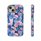 Beachy Blue Collage Phone Case - Trendy Navy Blue and Pink Aesthetic Protective Phone Cover for iPhone, Samsung, Pixel