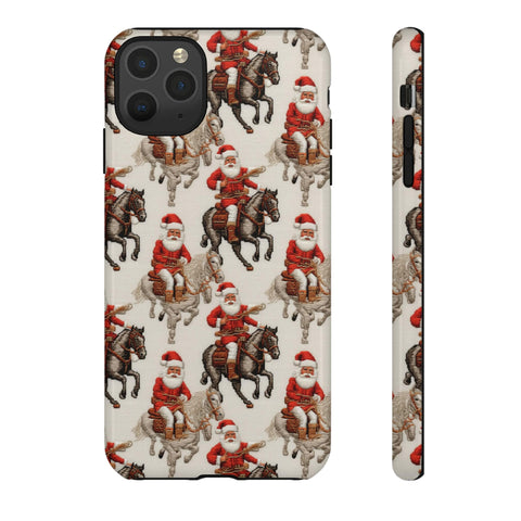 Cowboy Santa Embroidery Phone Case for iPhone, Samsung, Pixel