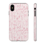 Pink Floral Bow Phone Case - Preppy Bows Protective Phone Cover for iPhone, Samsung, Pixel