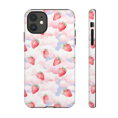 Dreamy Strawberry Cloud Phone Case - Pretty Pink Sky Protective Phone Cover for iPhone, Samsung, Pixel