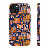 Citrus Coast Collage Phone Case - Blue Orange Trendy Coastal Art Protective Phone Cover for iPhone, Samsung, Pixel