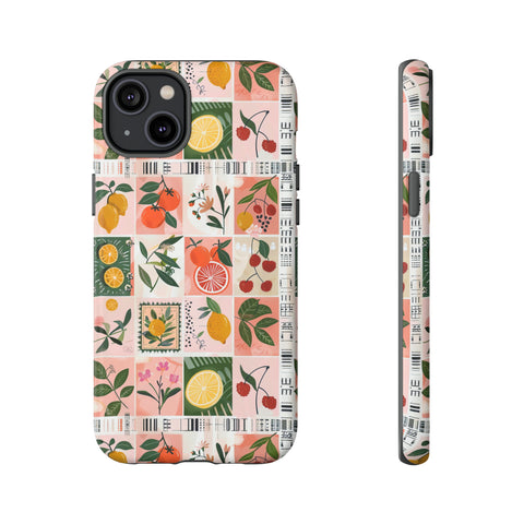 Fruit Stamps Collage Phone Case - Trendy Stickers Aesthetic Protective Phone Cover for iPhone, Samsung, Pixel