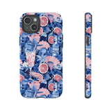 Beachy Blue Collage Phone Case - Trendy Navy Blue and Pink Aesthetic Protective Phone Cover for iPhone, Samsung, Pixel