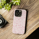 Pink Floral Bow Phone Case - Preppy Bows Protective Phone Cover for iPhone, Samsung, Pixel